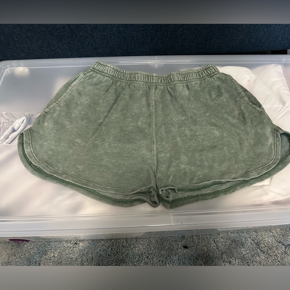 sage green shorts